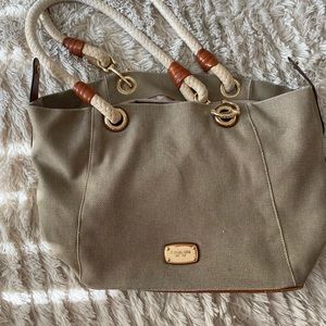 AUTHENTIC GOLD FLECK MICHAEL KORS NAUTICAL BAG WITH ROPE HANDLES